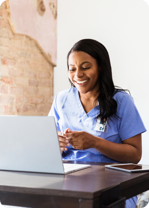 Doctor using laptop